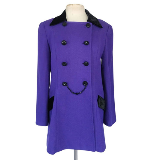 Vintage 90s Purple Blazer Badgley Mischka Long Jacket