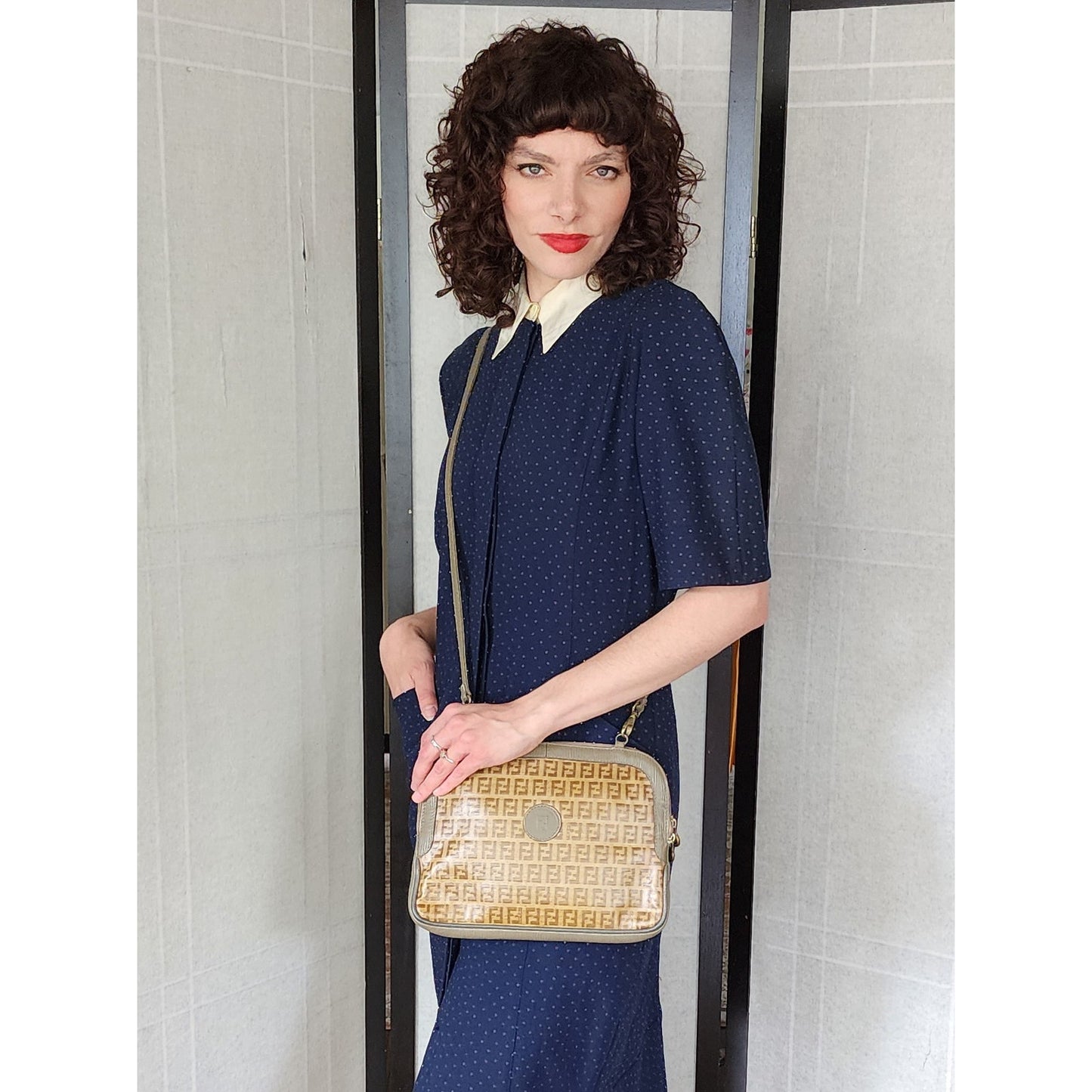 Vintage 80s Fendi Shoulder Bag Zucca Logo Detachable Strap