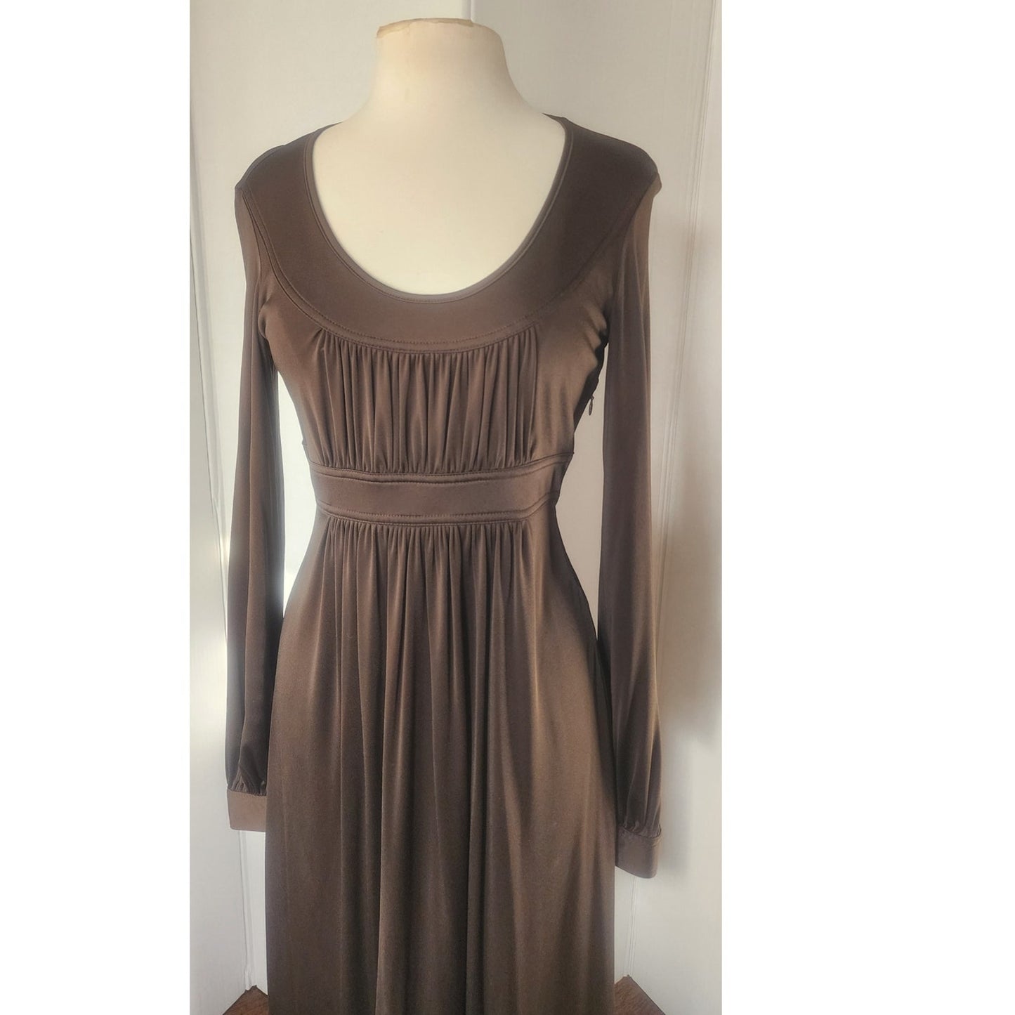 Vintage Y2K Michael Kors Dress Stretchy Brown Empire Waist / Medium