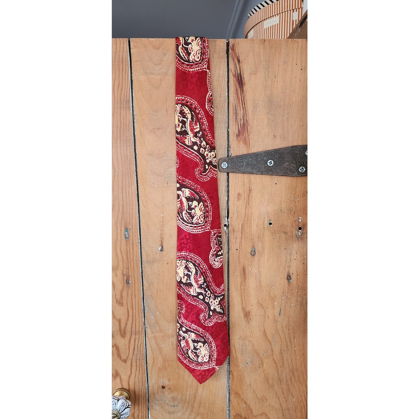 Vintage 40s Mens Tie Altman Cravats Pagoda Prints Batik