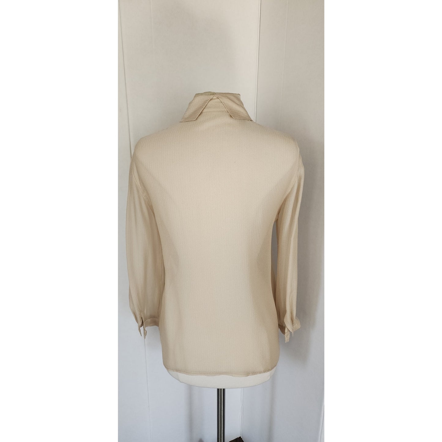 Vintage 90s Beige Silk Blouse Giorgio Armani Le Collezioni / M