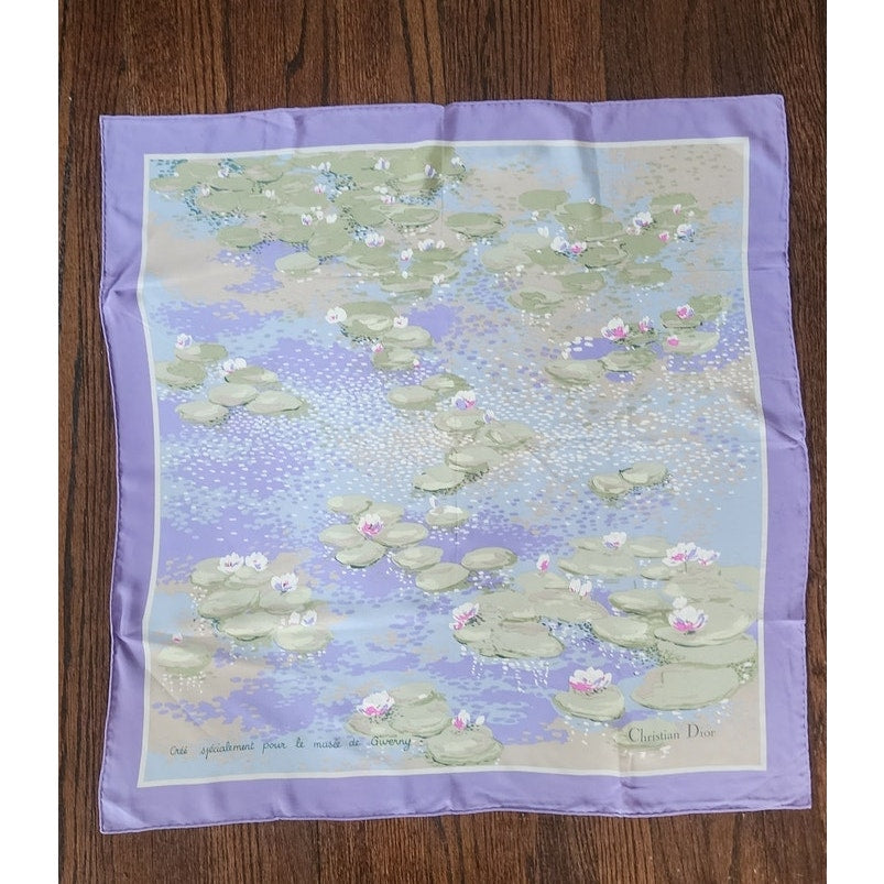 Vintage Dior Silk Print Scarf Monet Water Lilies Giverny