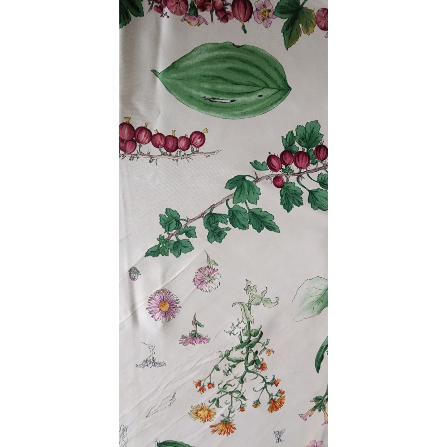 Vintage Tiffany & Co. Scarf Silk Square Botanical Floral Theme Green Cream