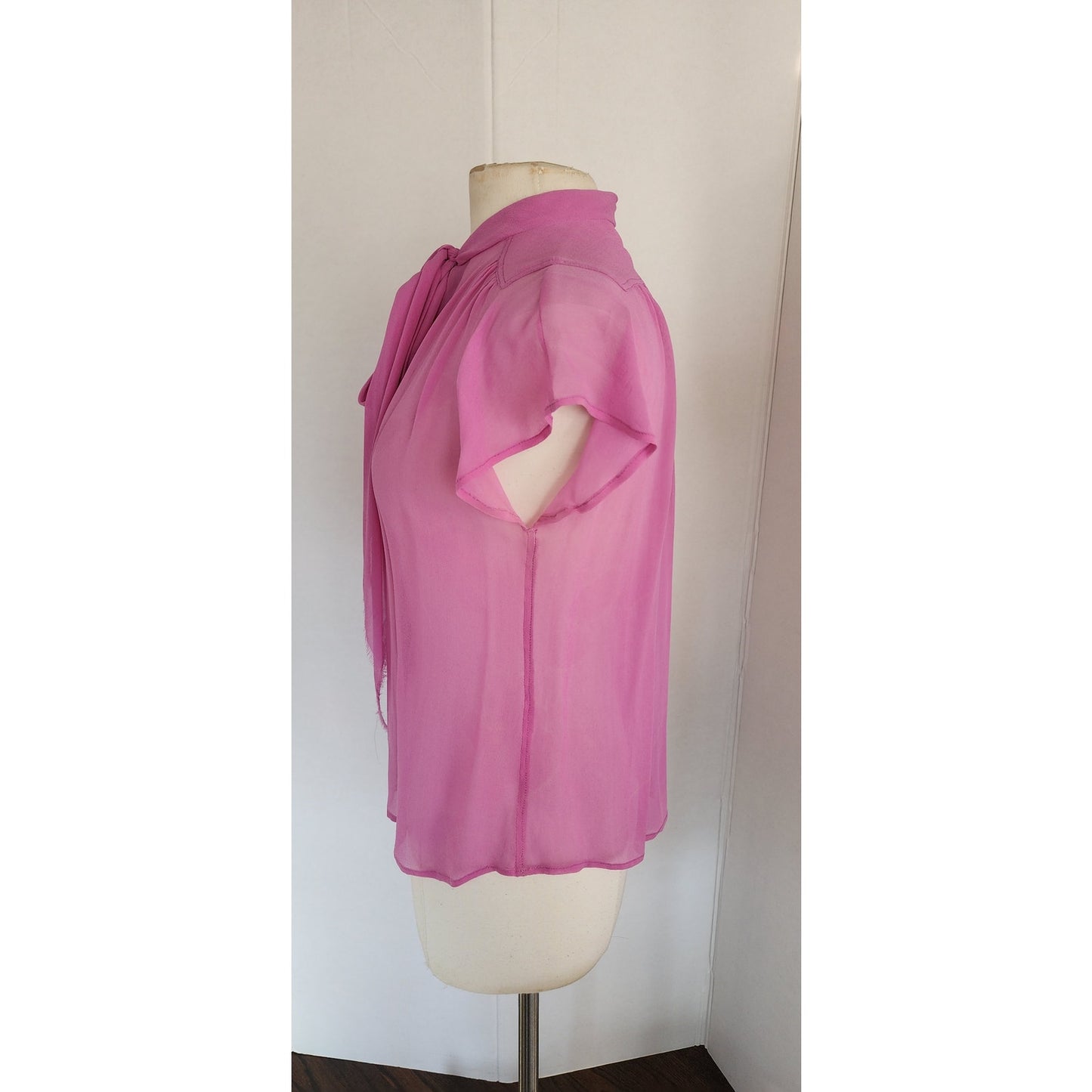 Vintage 2000s Marc Jacobs Blouse Sheer Purple Pink Silk Pussycat Bow