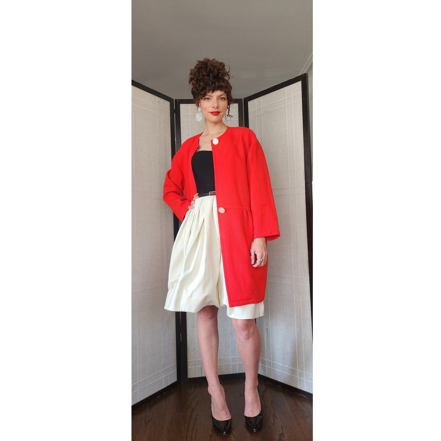 Vintage 80s LANVIN Red Coat Jacket AS IS