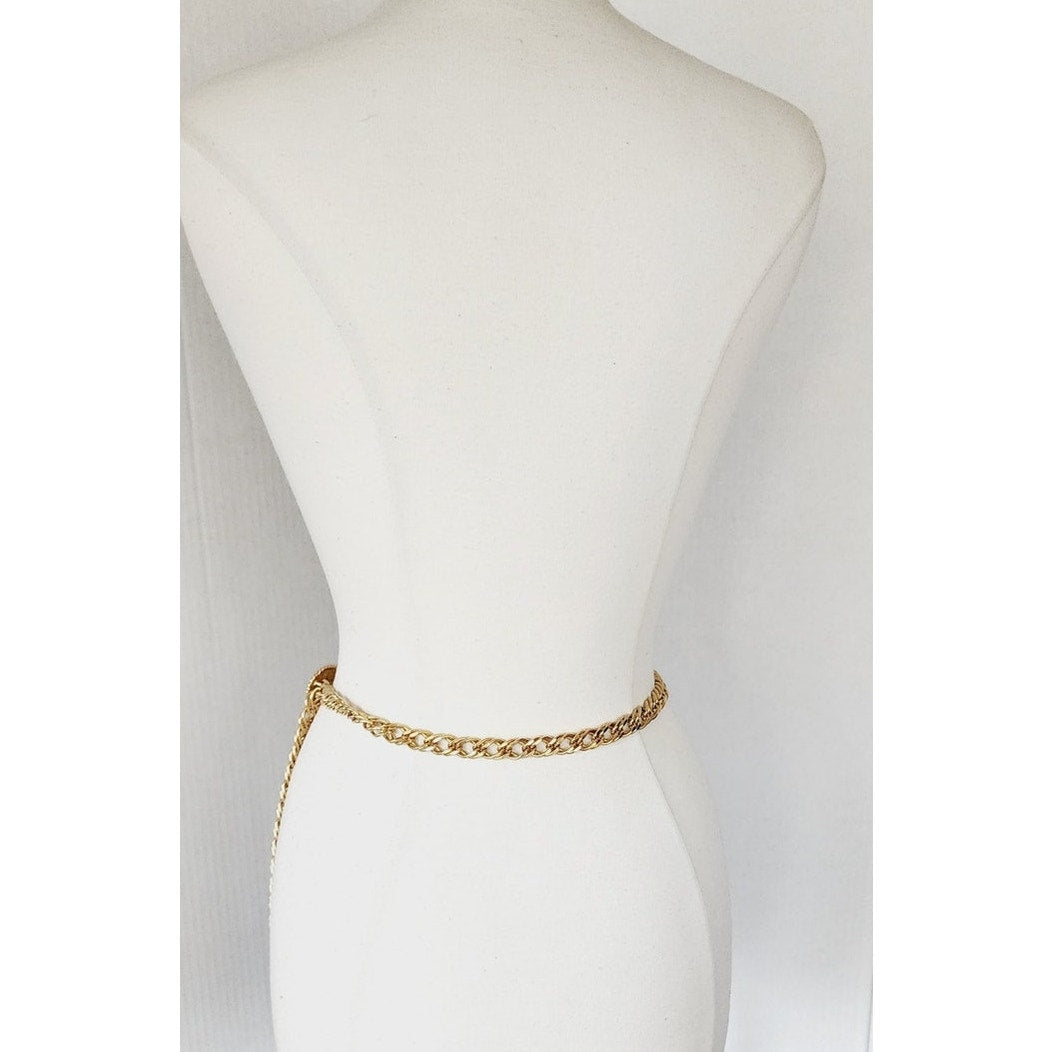 Vintage 90s Coin Belt Gold Chain Bellydancer St George & Silver Cross