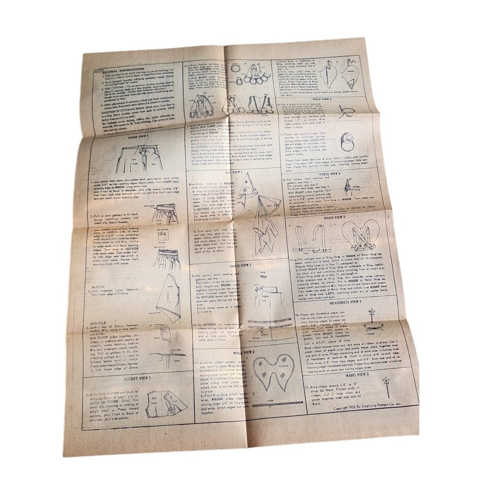 Simplicity Pattern 4071 Vintage Original 1950s Girls Angel Princess Fairy Costume Halloween