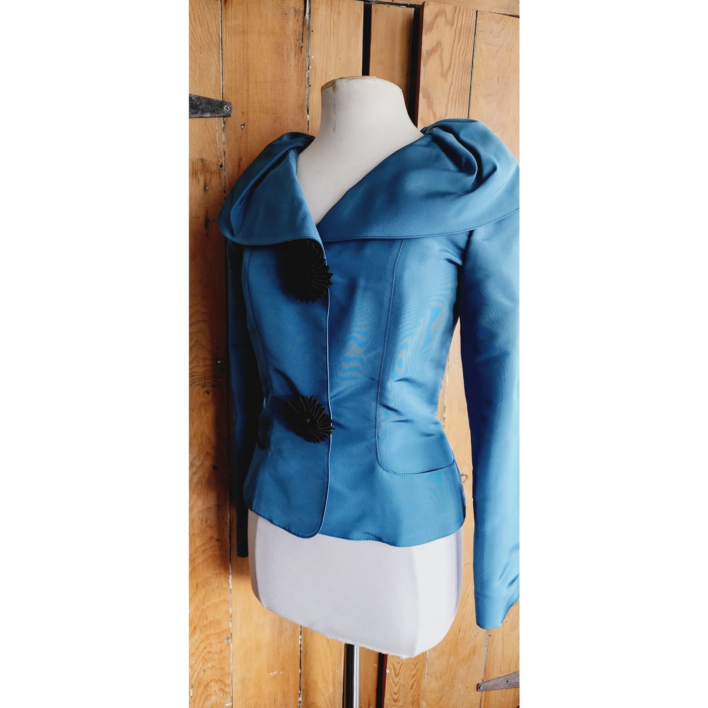 Oscar de la Renta Blue Silk Jacket Evening Blazer Fall 2007 NWT