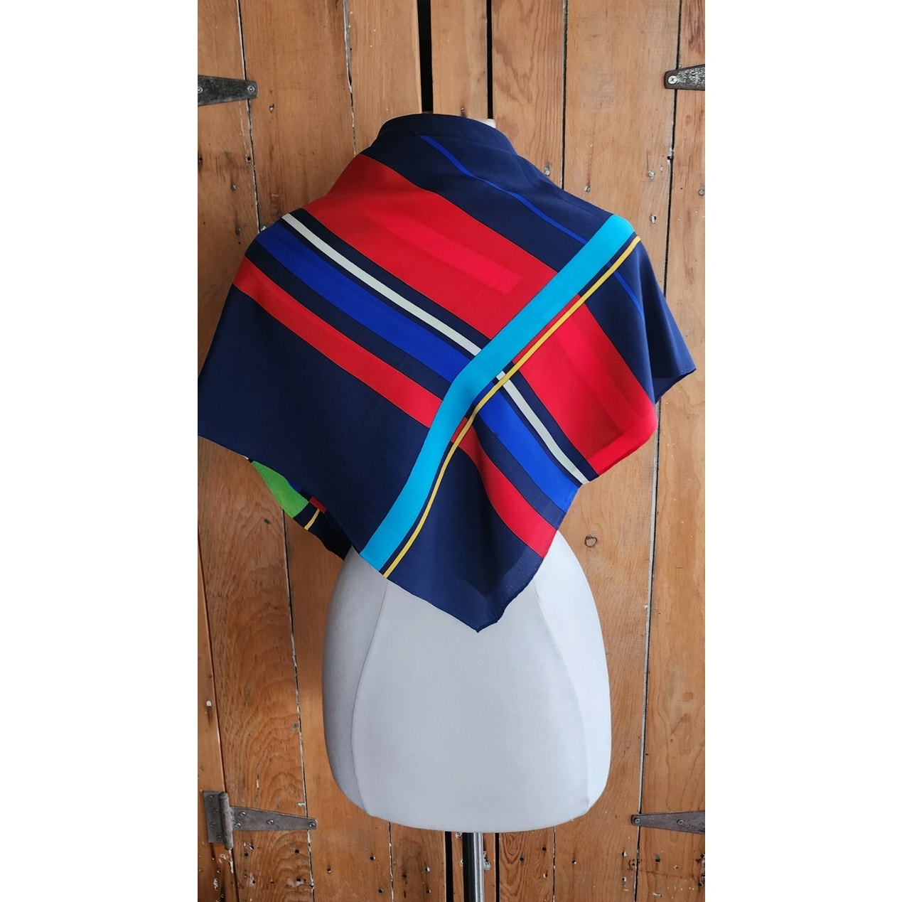 Vintage 70s 80s YSL Silk Scarf Large Square Foulard Yves Saint Laurent Geometric Print