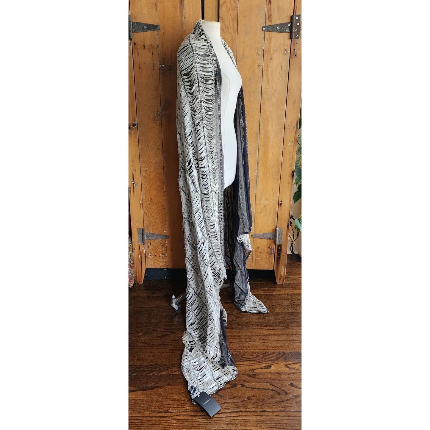 Vintage 2000s Armani Silk Wrap Oversized Striped Shawl Scarf NWT