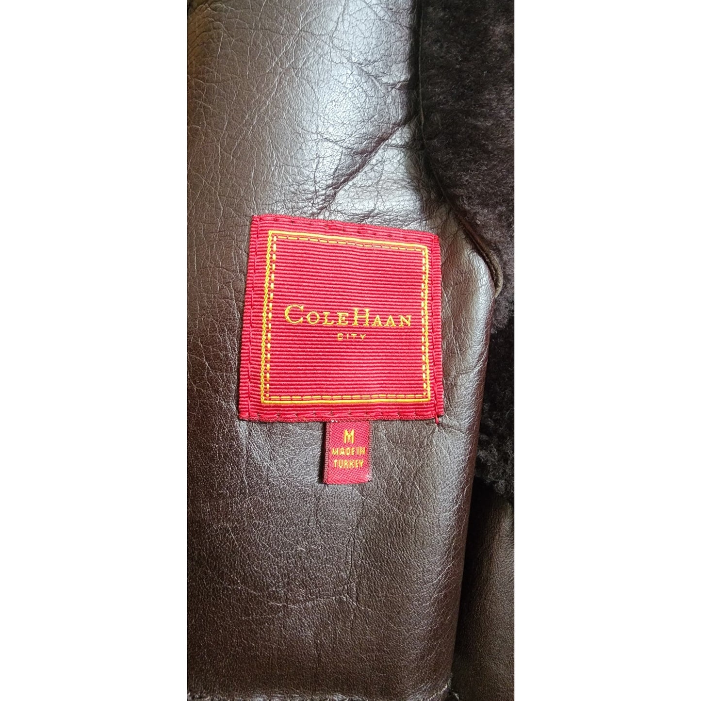 Vintage Cole Haan City Shearling Coat Brown Suede Sheepskin Parka Small