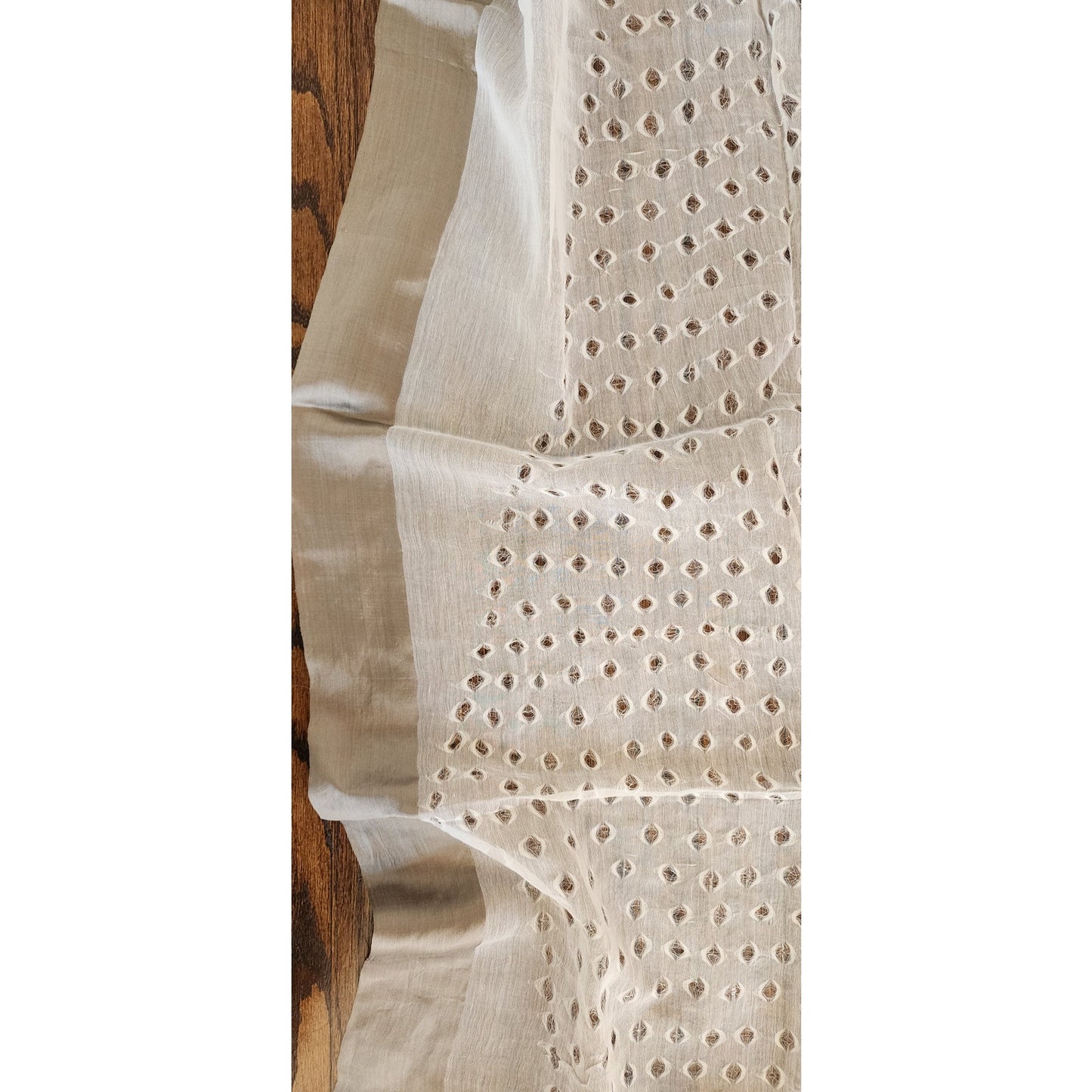 Eileen Fisher White Scarf Cotton Silk Handloomed India NWT