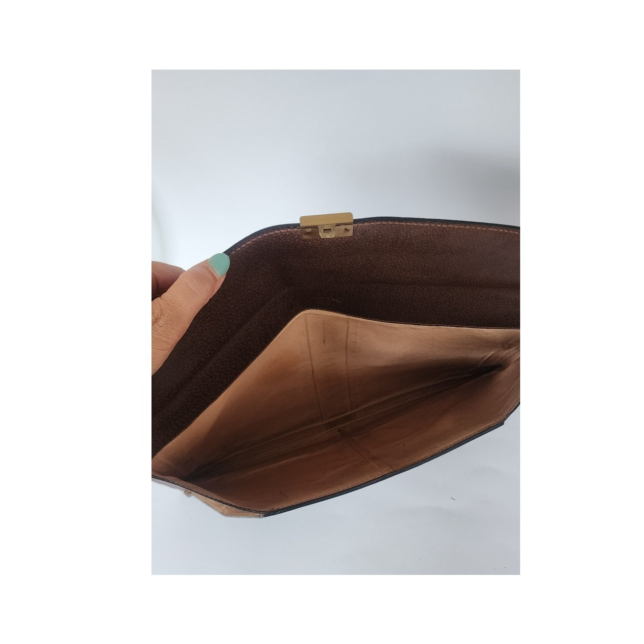 Vintage 1970s Gucci Portfolio Bag Envelope Case Clutch Brown Leather
