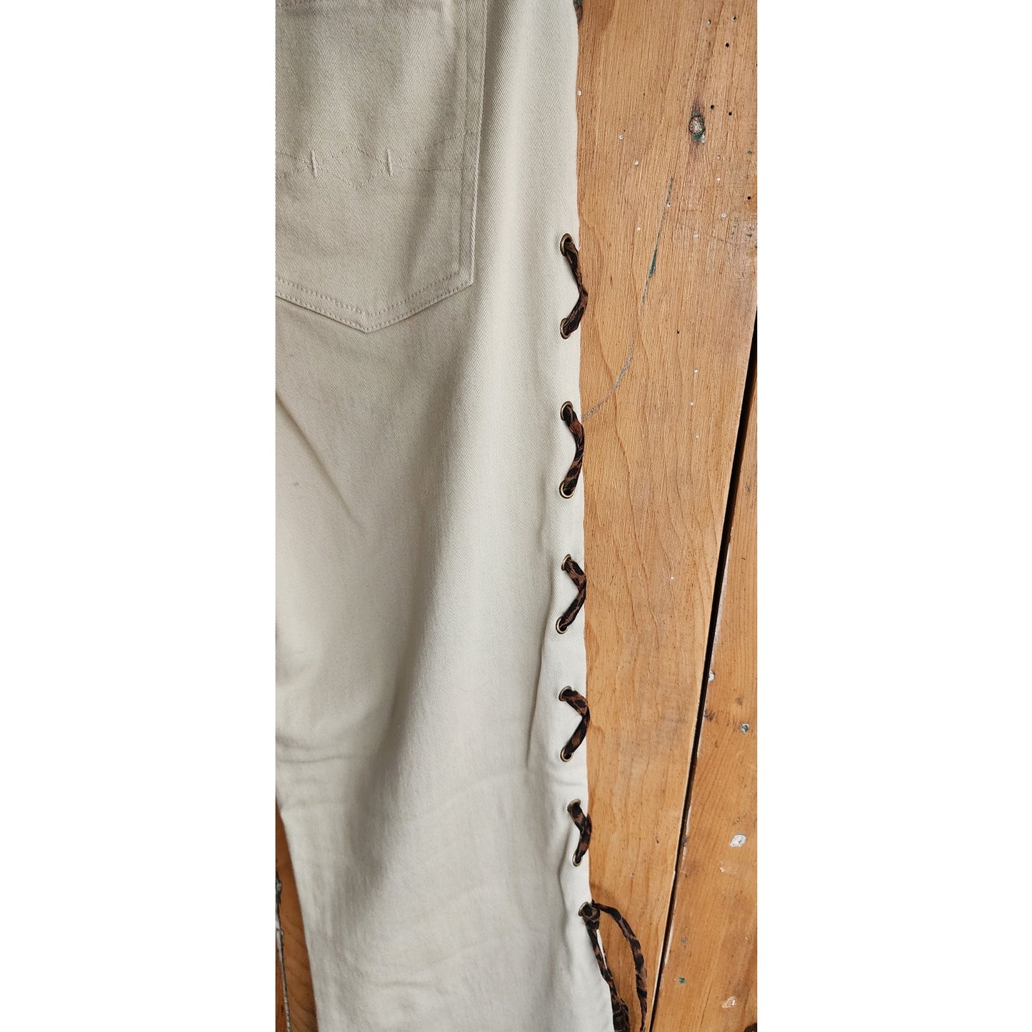 Vintage Y2K Mudd Pants Bellbottom Jeans Leopard Lace Animal Print Flares NOS (Copy)