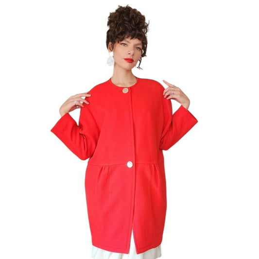 Vintage 80s LANVIN Red Coat Jacket AS IS
