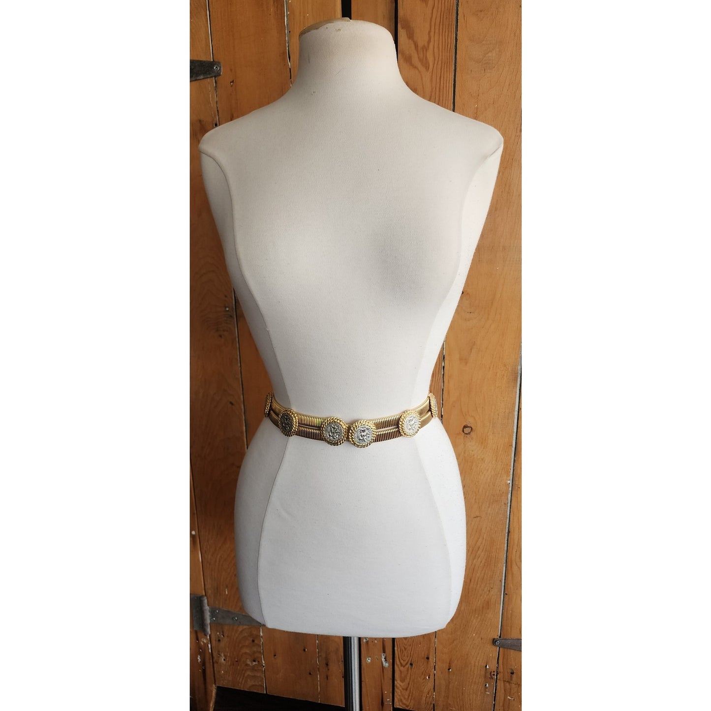 Vintage Metallic Coin Belt Elastic Gold Waistband