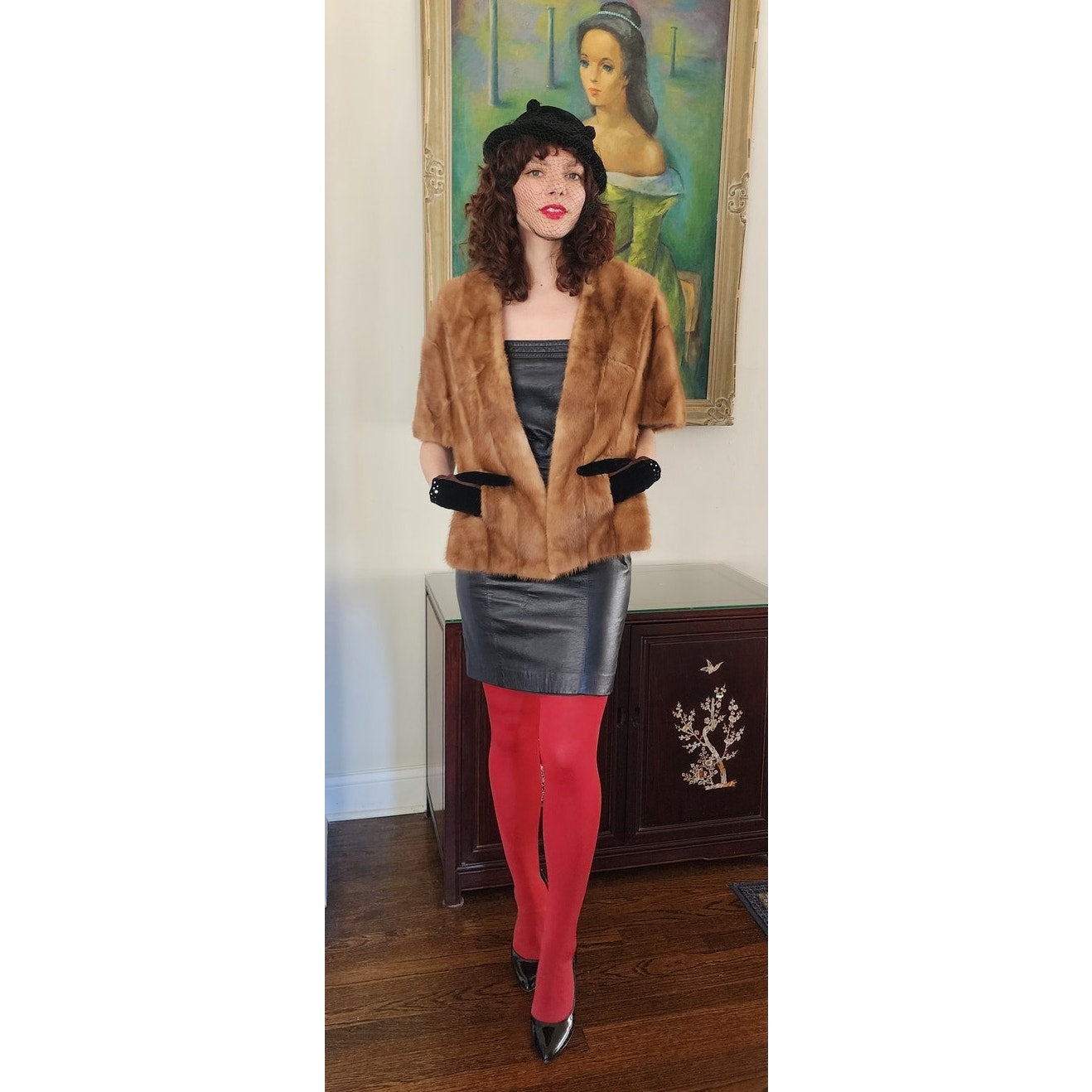 Vintage 50s Brown Mink Fur Wrap Marshall Field & Co