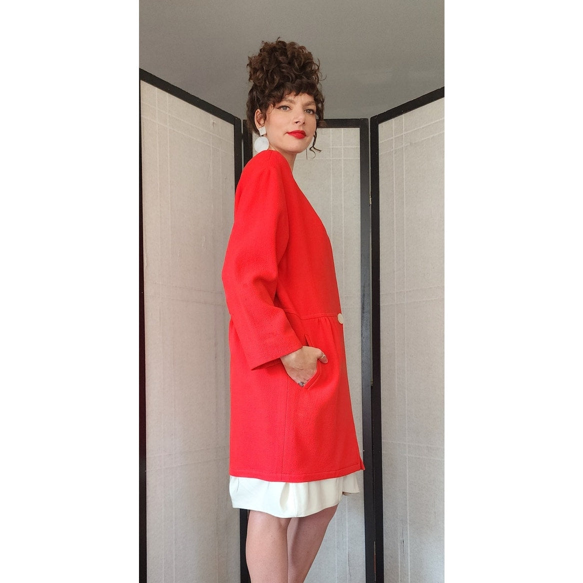 Vintage 80s LANVIN Red Coat Jacket AS IS