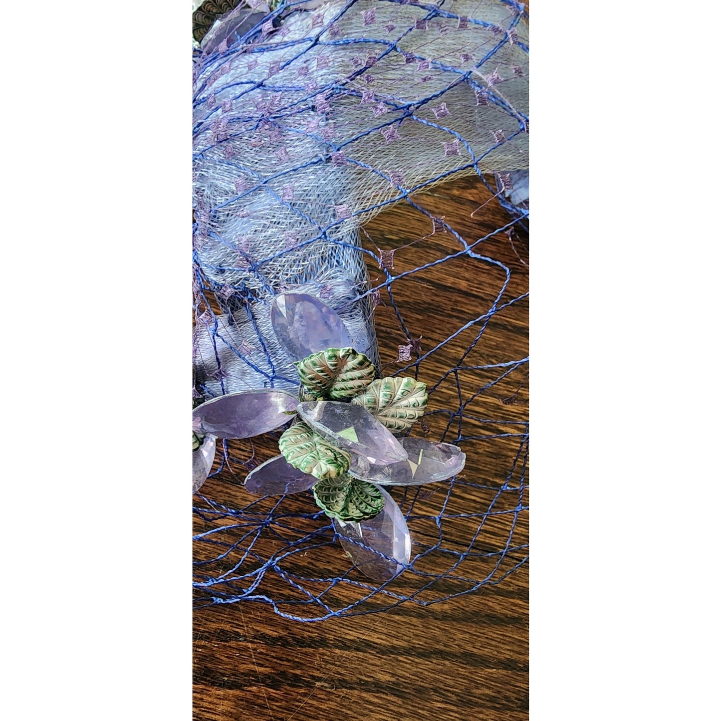 Vintage 50s Bes-Ben Hat Blue Crystal Floral Crown Fascinator w/Veil