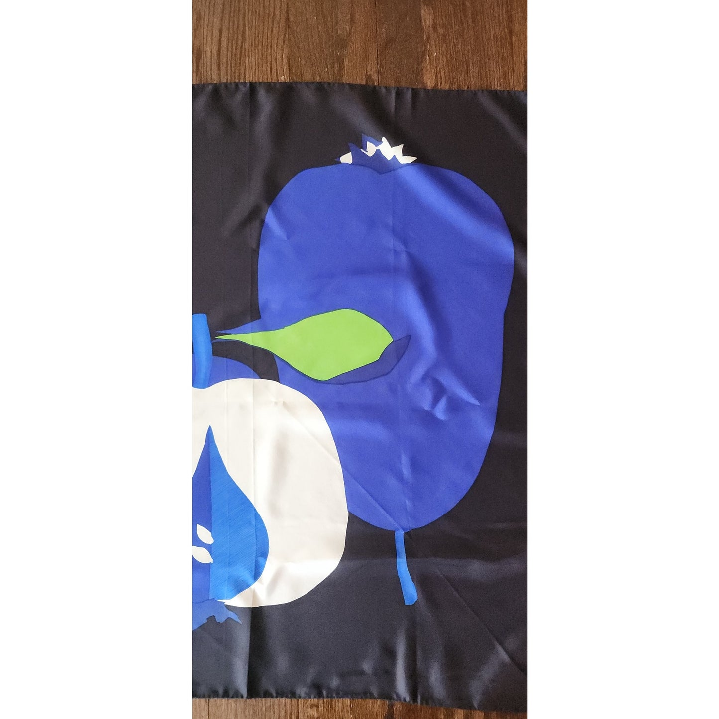 Vintage 80s Christian Dior Silk Scarf Fruit Art Still Life Blue Green Modernist
