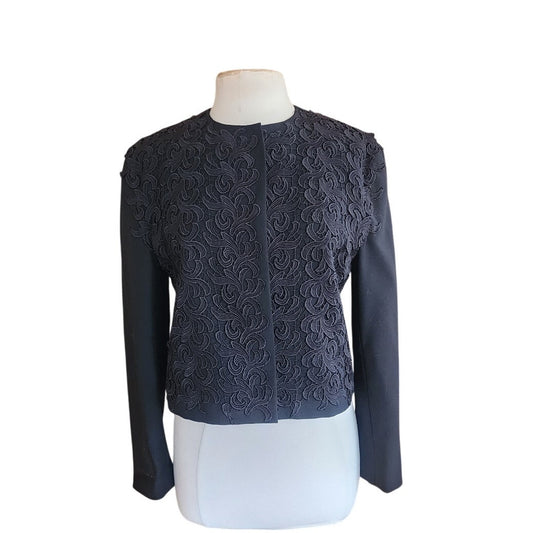 Vintage 90s Genny Blazer Black Jacket Lace Embroidery / S