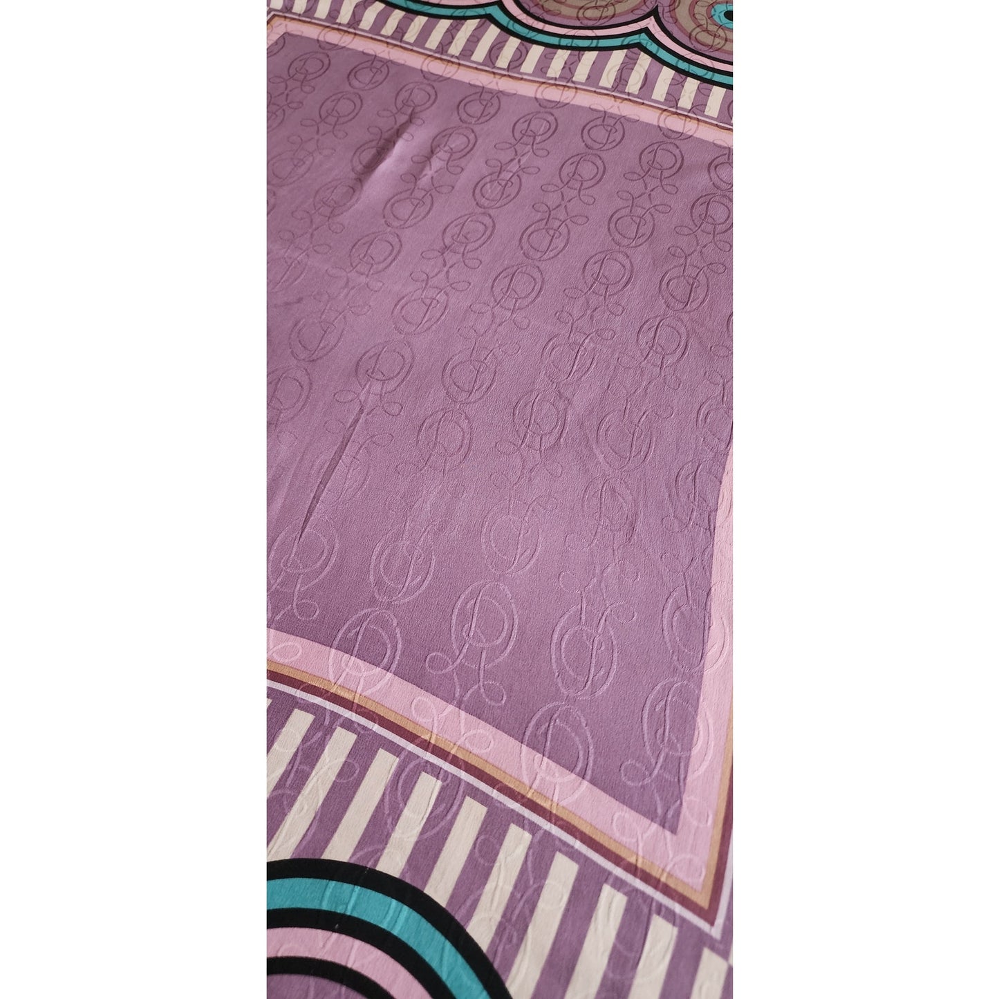 Vintage 80s Oscar de la Renta Scarf Silk Print Pink Purple Spiral
