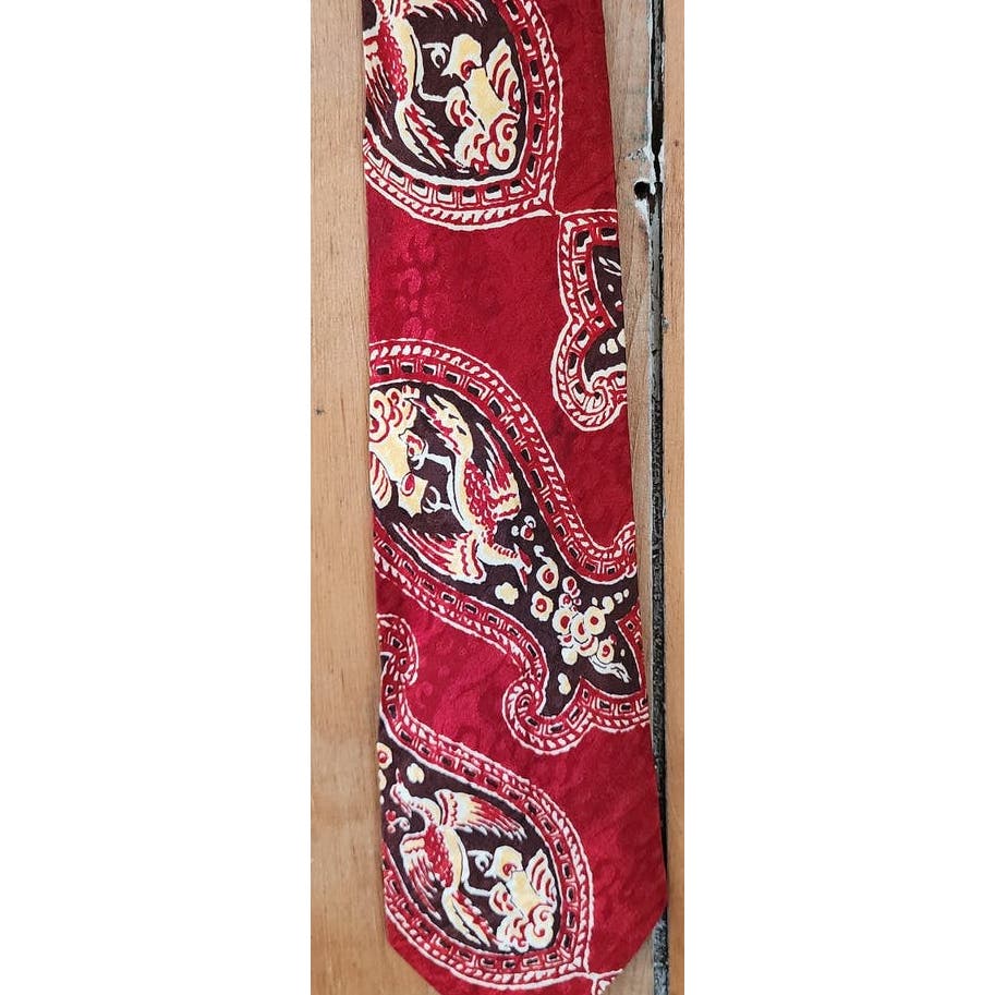Vintage 40s Mens Tie Altman Cravats Pagoda Prints Batik