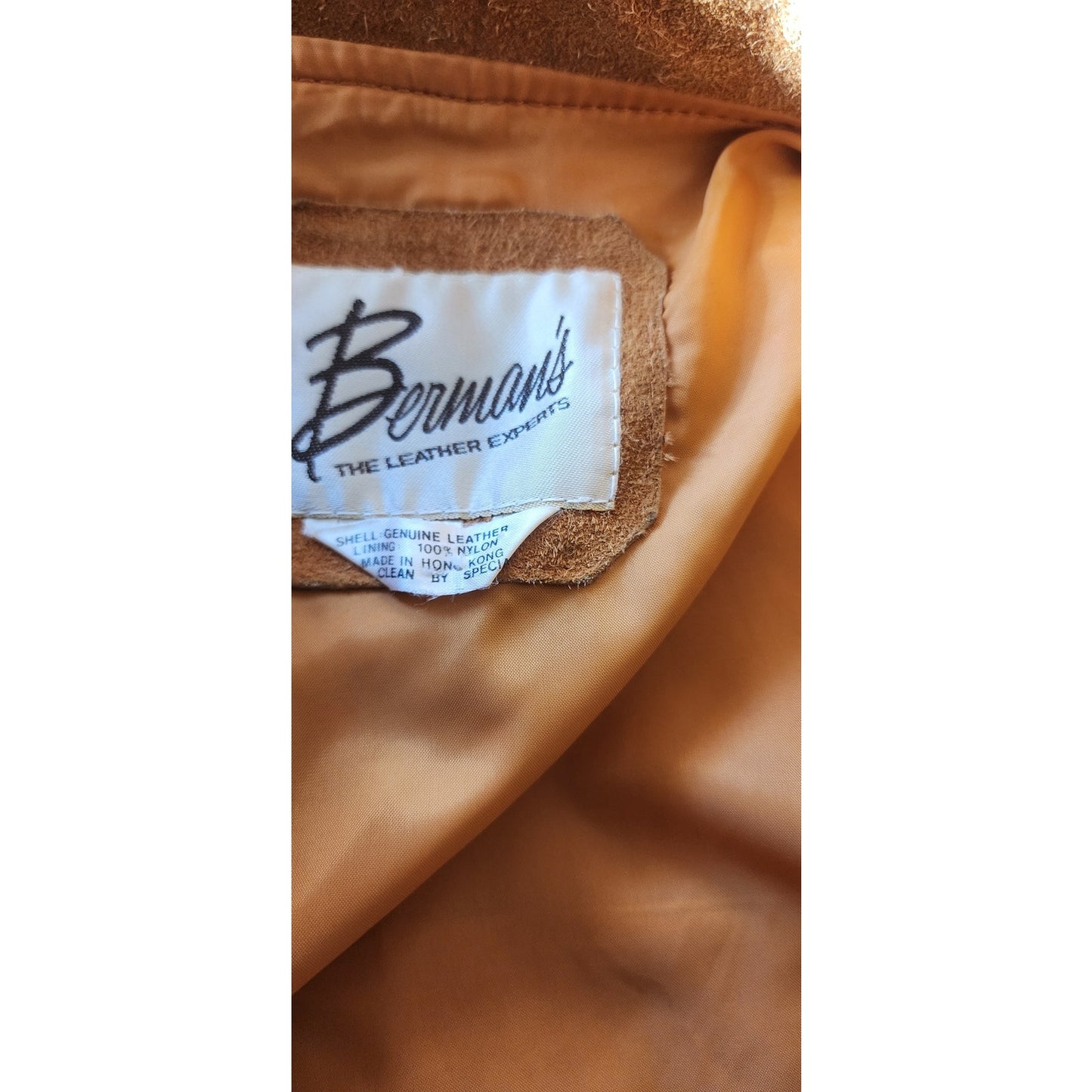 Vintage Berman's Buckskin Leather Mens Jacket Fringed Beige Suede 44