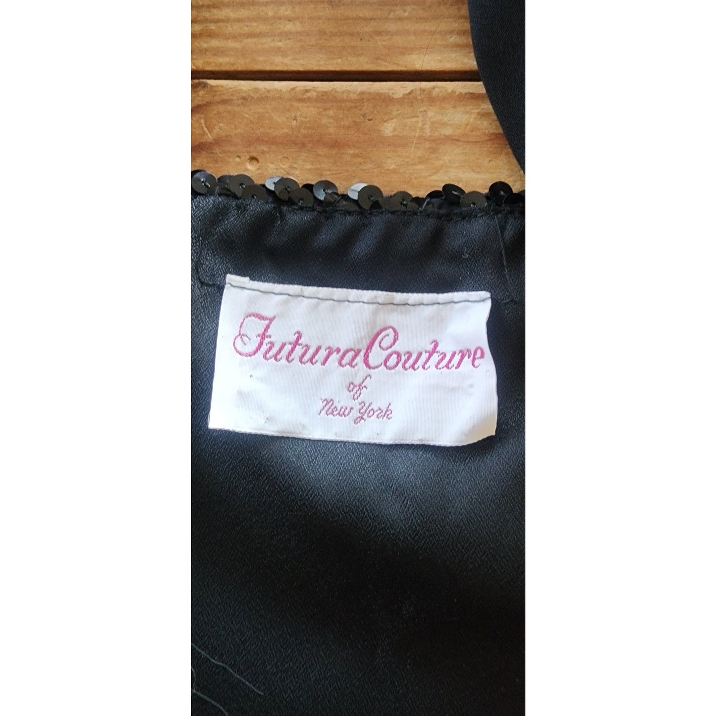 Vintage 70s 80s Halter Top Vest Black Sequins