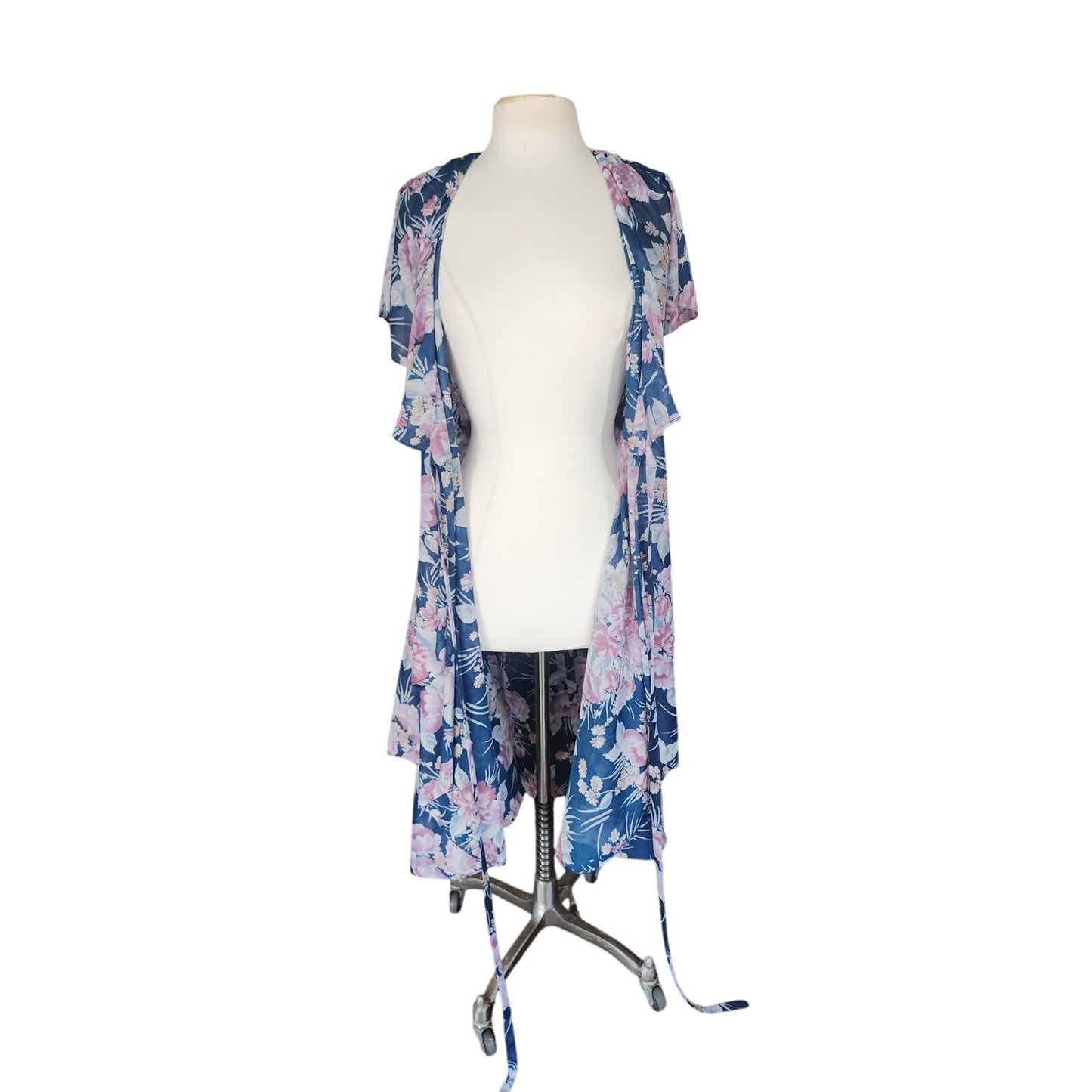 Vintage 70s Wrap Dress Blue Floral Print