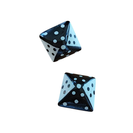 Vintage 80s Dice Earrings Clip Ons Chunky Clips Handpainted Wood