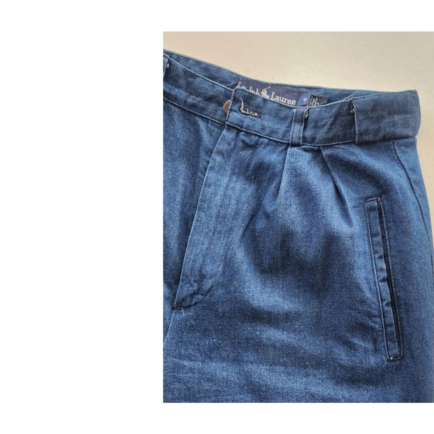 Vintage 80s Blue Jeans Ralph Lauren High Waist Pleated Front