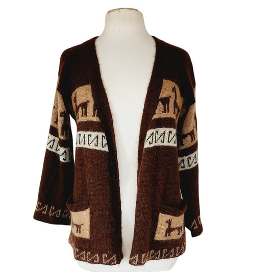 Vintage 60s Mohair Cardigan Sweater Alpaca South American Pattern by Hewlett