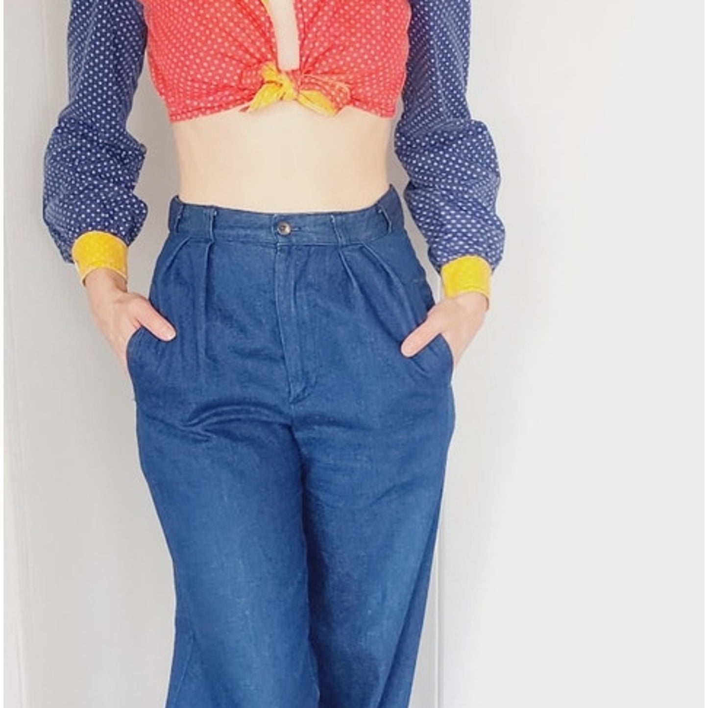 Vintage 80s Blue Jeans Ralph Lauren High Waist Pleated Front