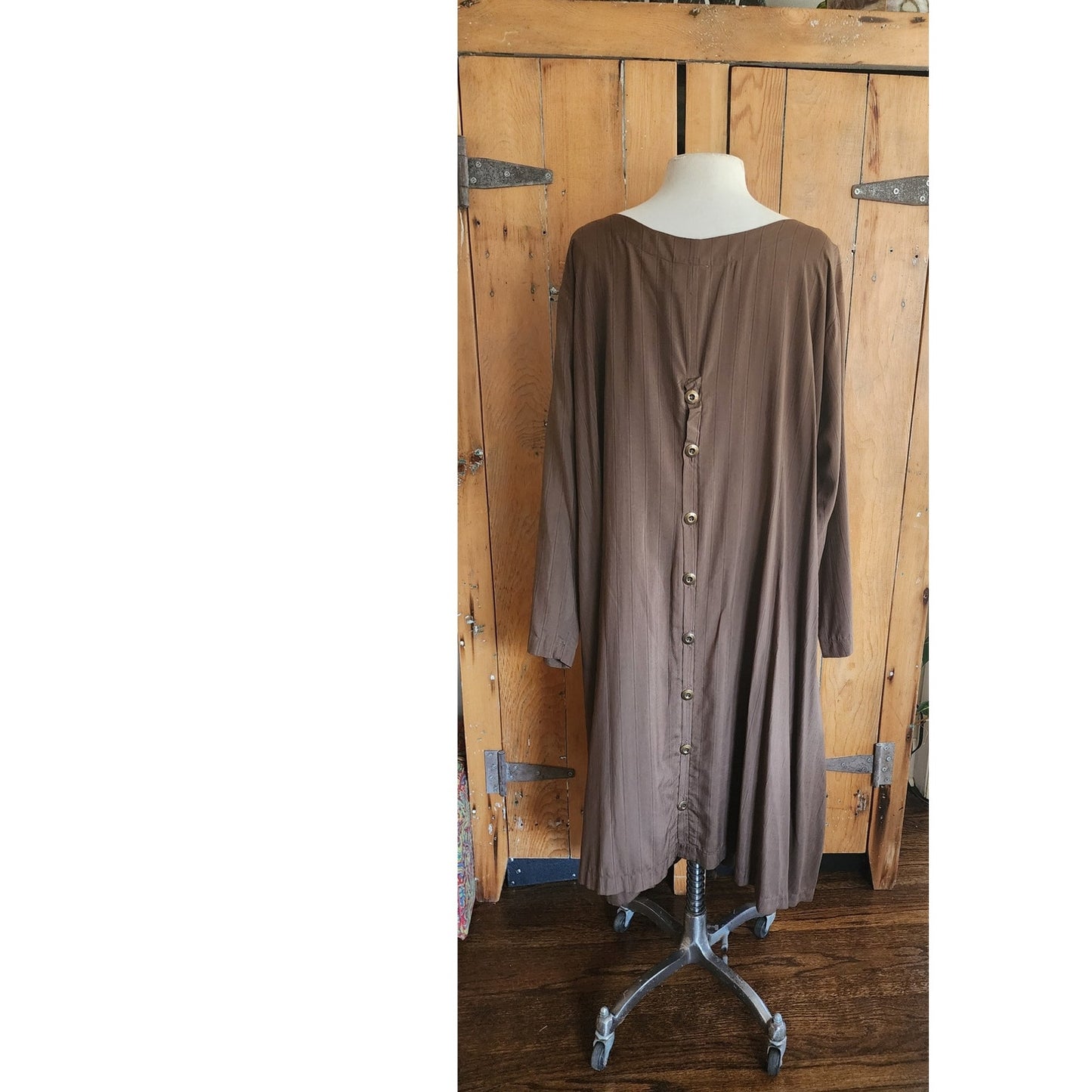 Vintage 2000s J Morgan Puett Dress in Brown Striped Silk