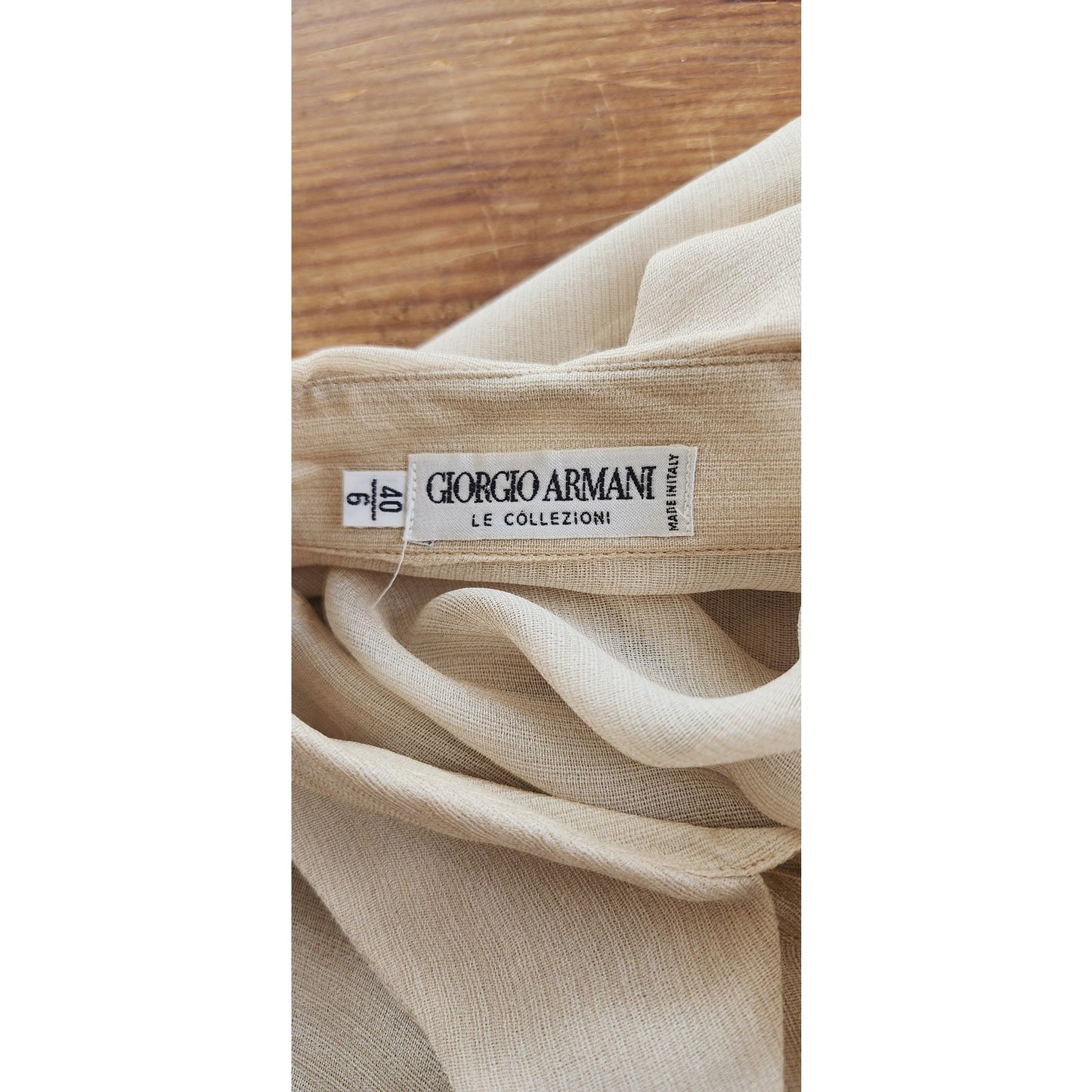 Vintage 90s Beige Silk Blouse Giorgio Armani Le Collezioni / M