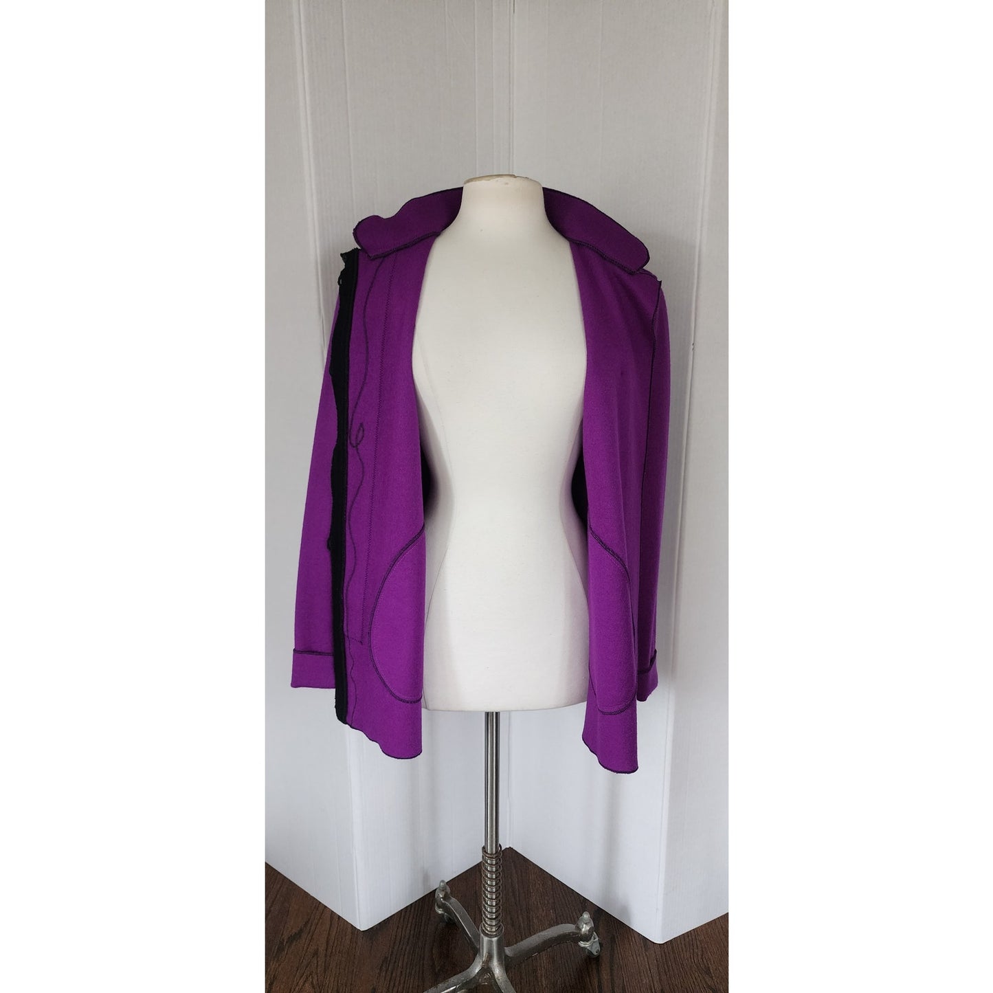Vintage 80s Gloriah Walsh Jacket Purple Wool Wearable Art