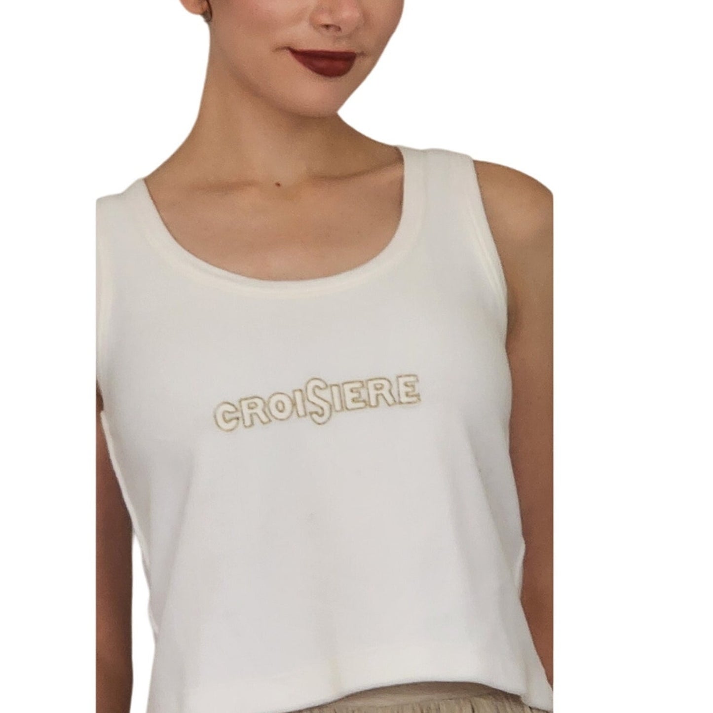 Vintage Sonia Rykiel Top CROISIERE Cropped White Tank