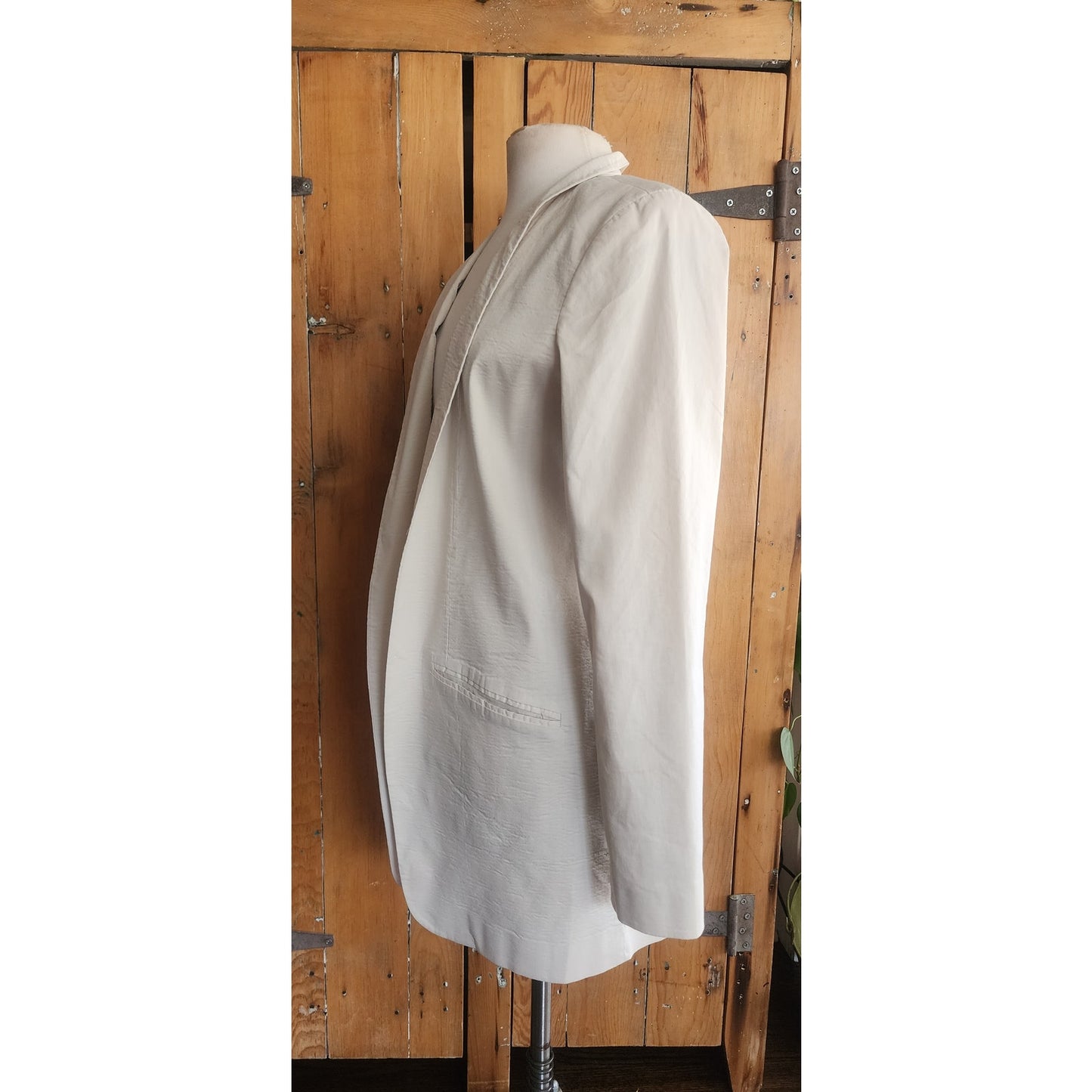 Eileen Fisher Long Blazer Off White Ramie Blend