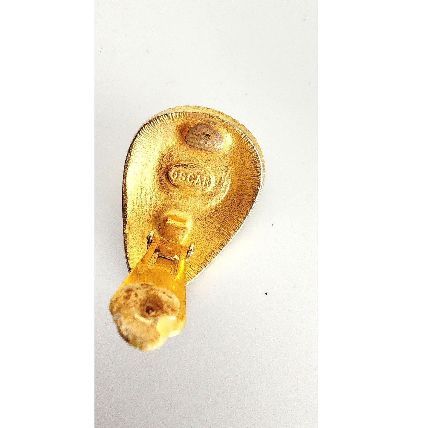 Vintage 80s Oscar de la Renta Earrings Clips Gold & Pearl