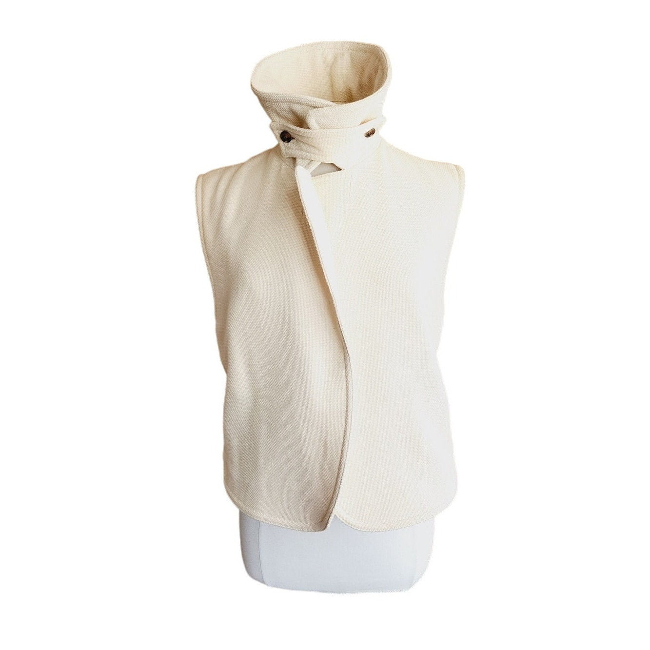 Vintage Y2K Balenciaga Cream Vest Wool Mohair w/Convertible Collar
