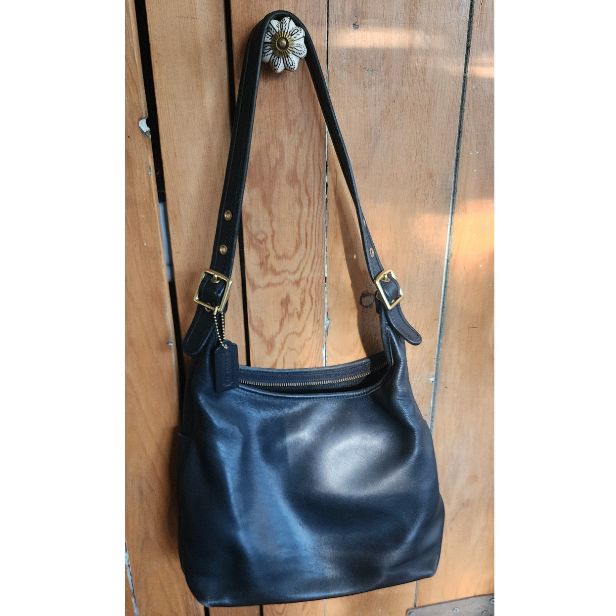 Vintage COACH Legacy Boho Shoulder Bag Black Leather 9058