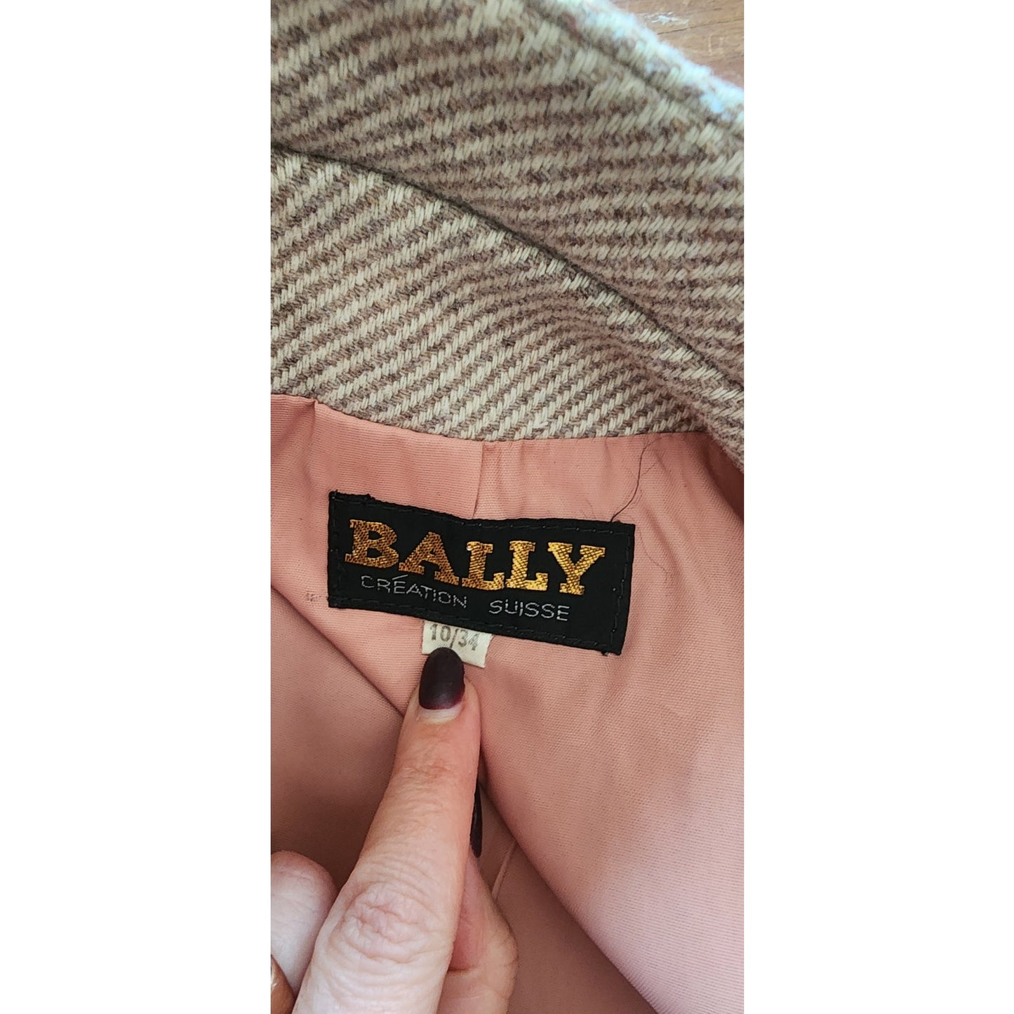 Vintage 1970s Bally Blazer Beige Wool Band Collar Jacket Medium