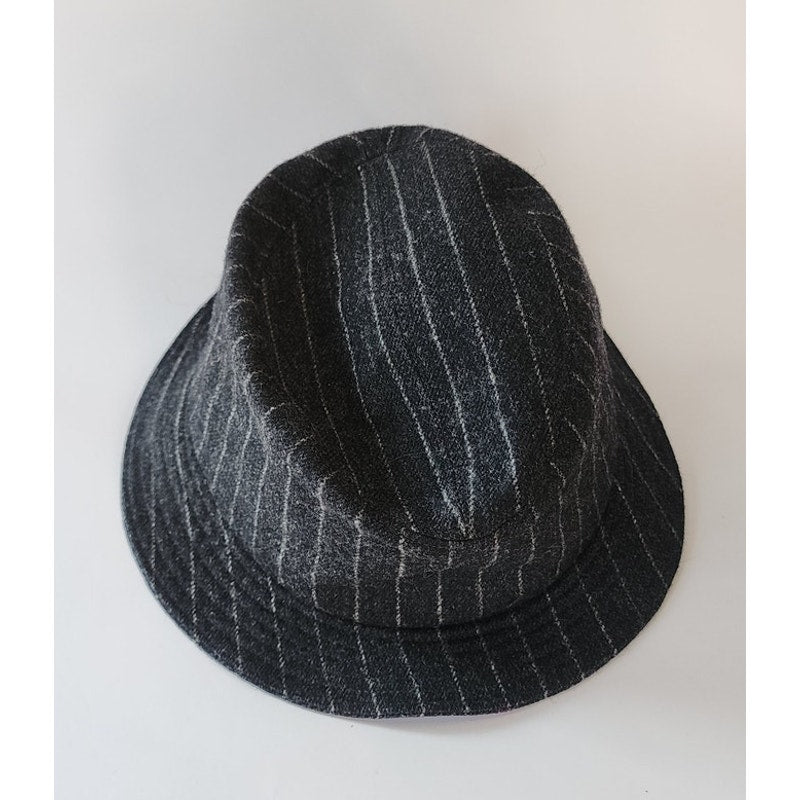 Vintage 90s Bucket Hat Yves Saint Laurent Gray Pinstriped Wool