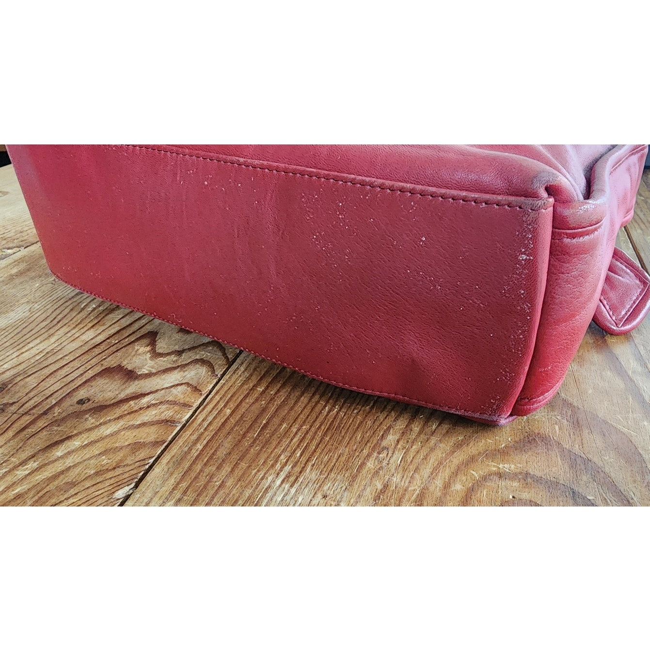 80s Red Leather Shoulder Bag Anne Klein Gold Tassel