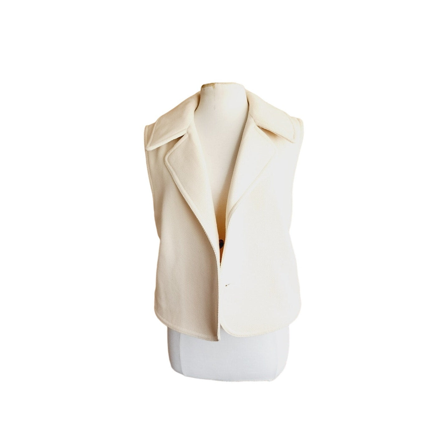 Vintage Y2K Balenciaga Cream Vest Wool Mohair w/Convertible Collar