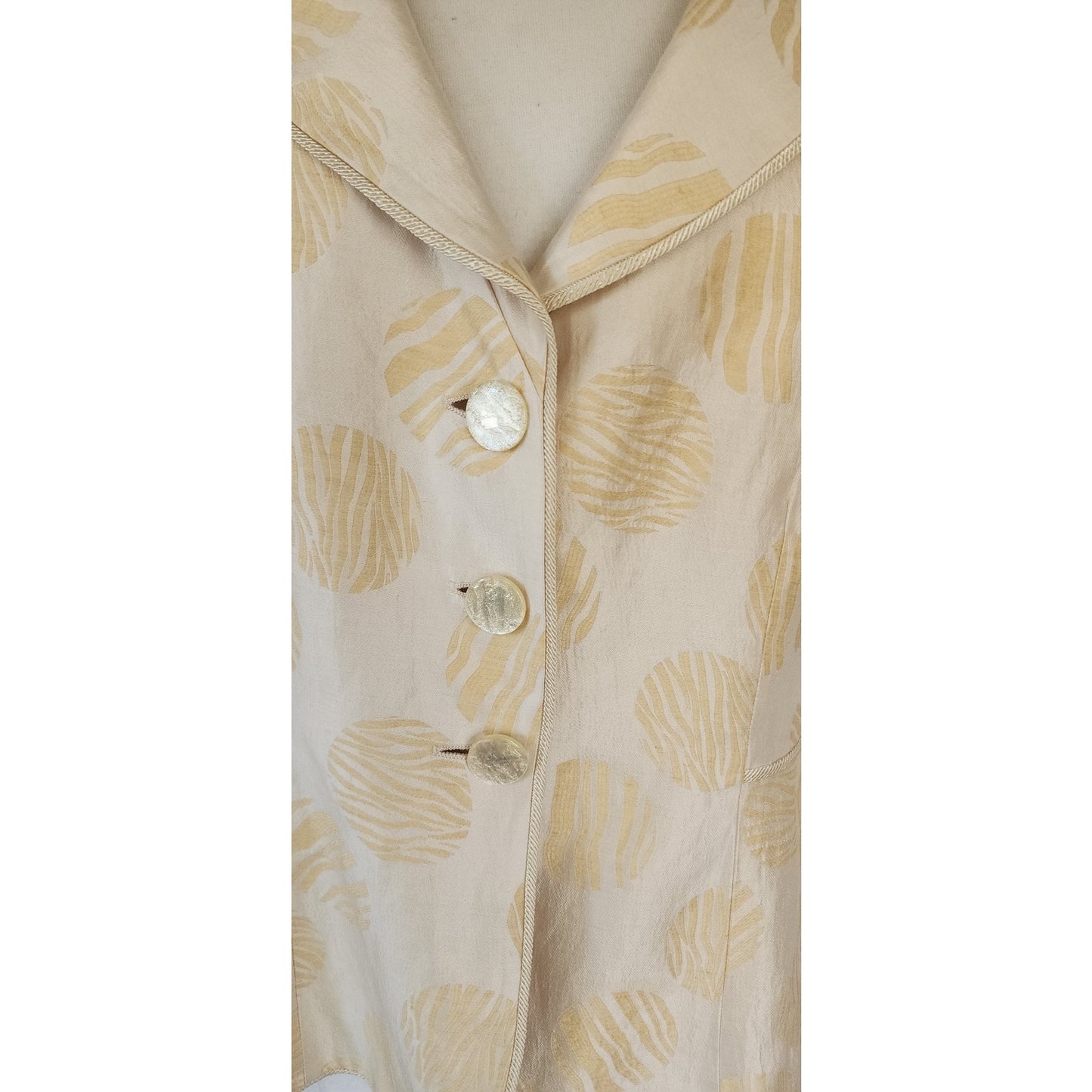 Vintage 2000s Armani Collezioni Blazer Cream Gold Print Flax Silk Print / L