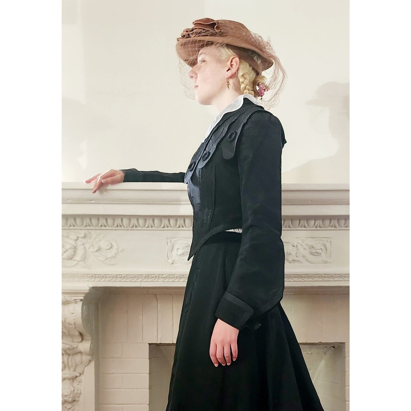 Antique Ladies Jacket Black Silk Edwardian 1900s 1910s