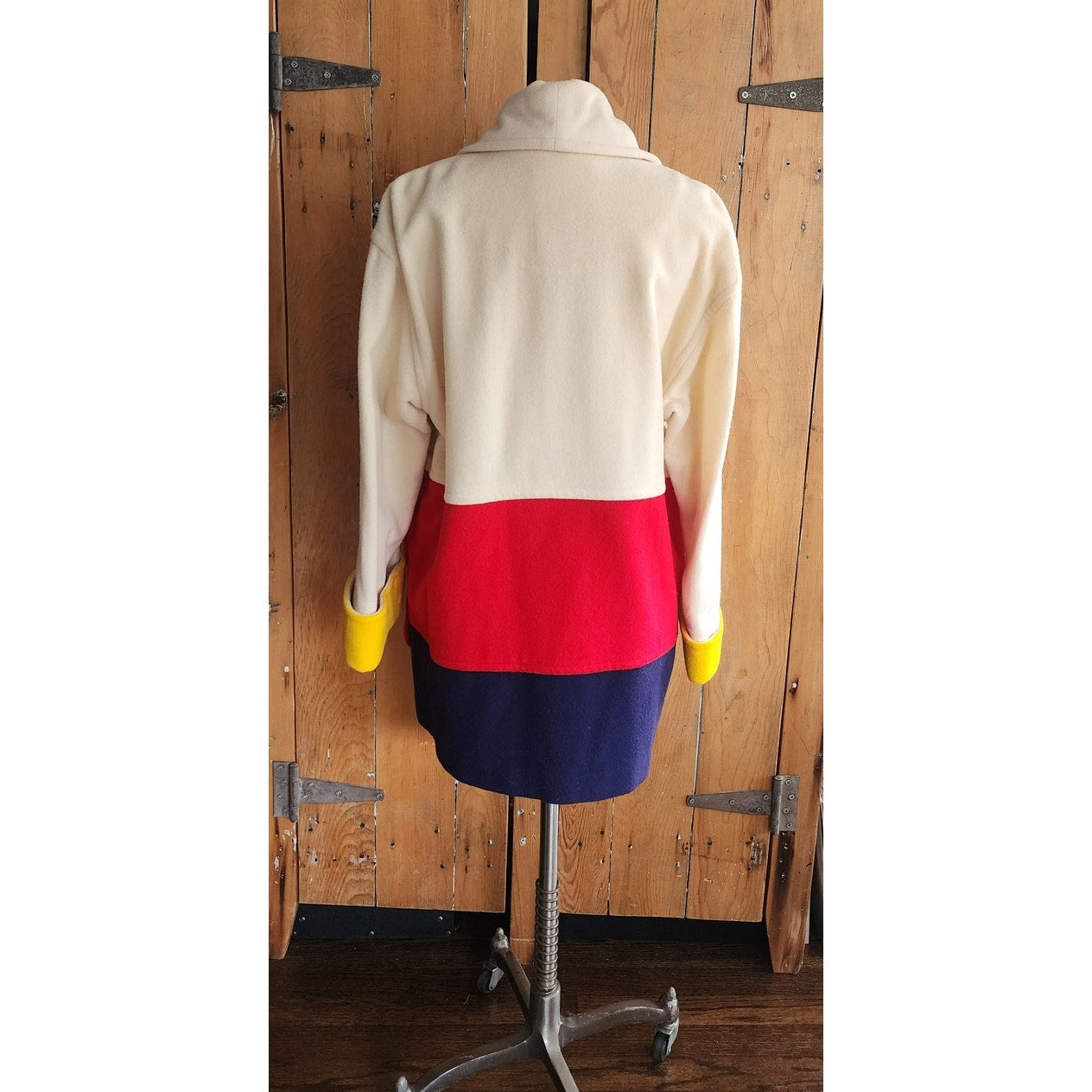 90s Blanket Coat Colorblock Wool Lizwear Claiborne Ski