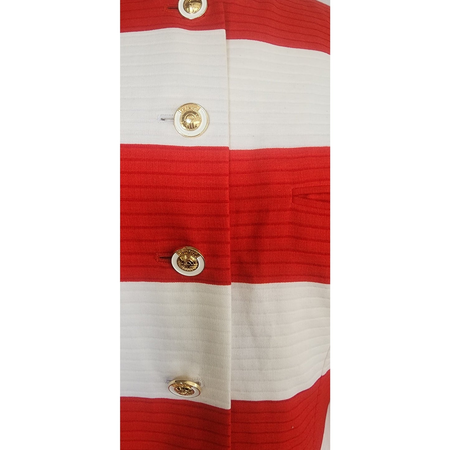 Vintage 1980s Louis Feraud Blazer Red White Stripe